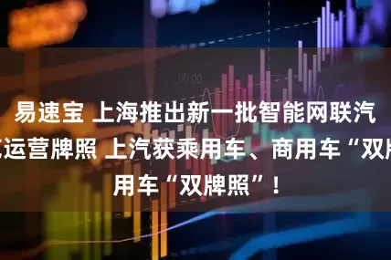 易速宝 上海推出新一批智能网联汽车示范运营牌照 上汽获乘用车、商用车“双牌照”！
