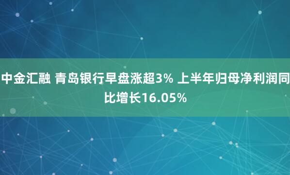中金汇融 青岛银行早盘涨超3% 上半年归母净利润同比增长16.05%